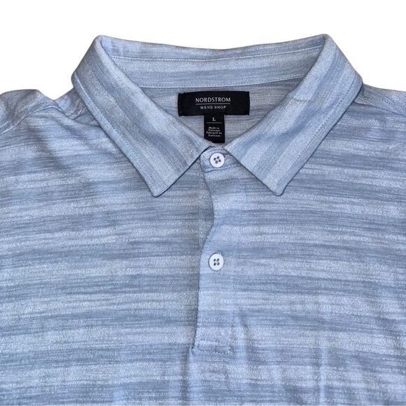 Nordstrom Men's Shop Blue Breathable Striped Golf Polo Shirt - Size Large - Picture 2 of 5
